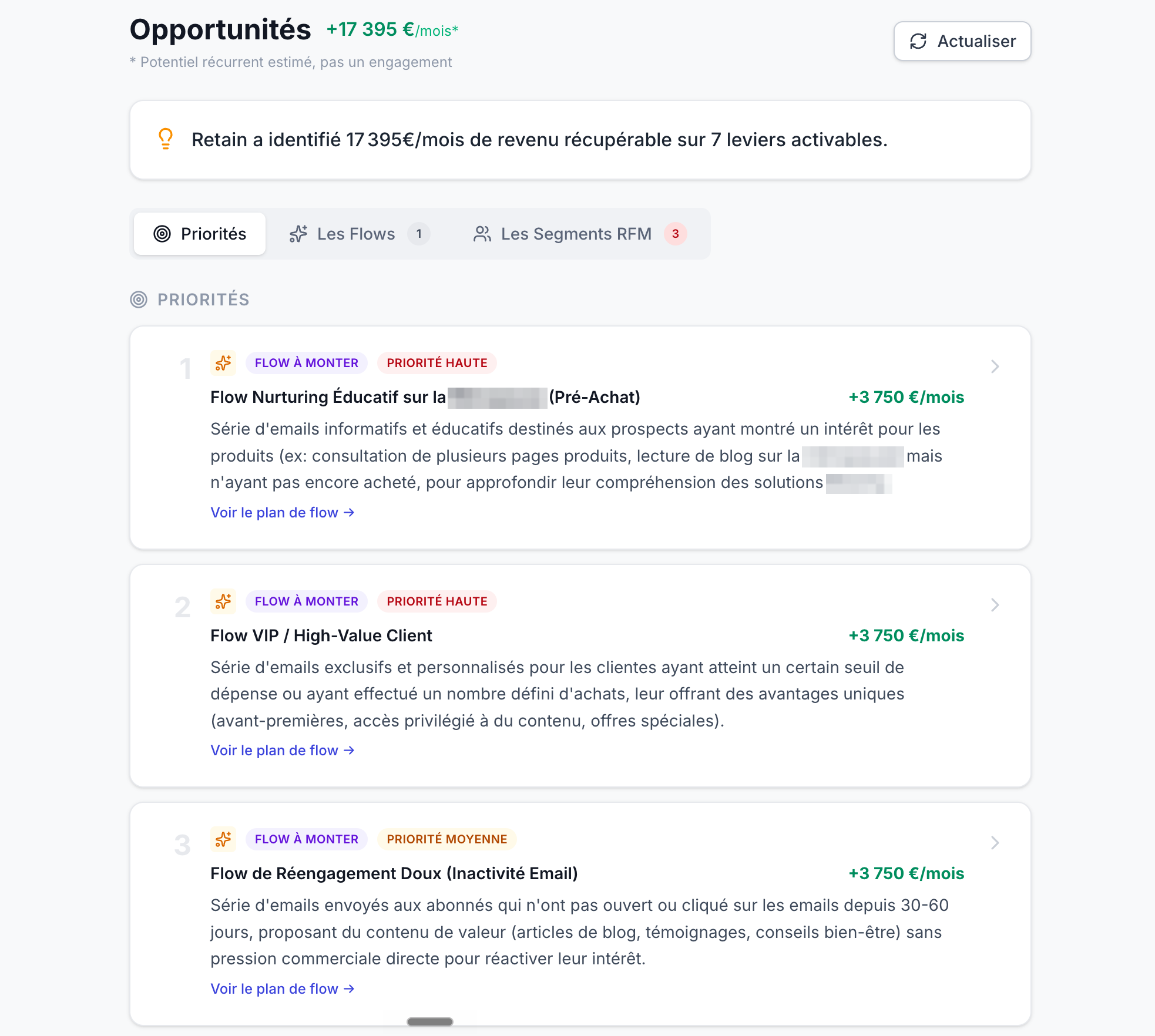 Decision Hub — opportunités chiffrées
