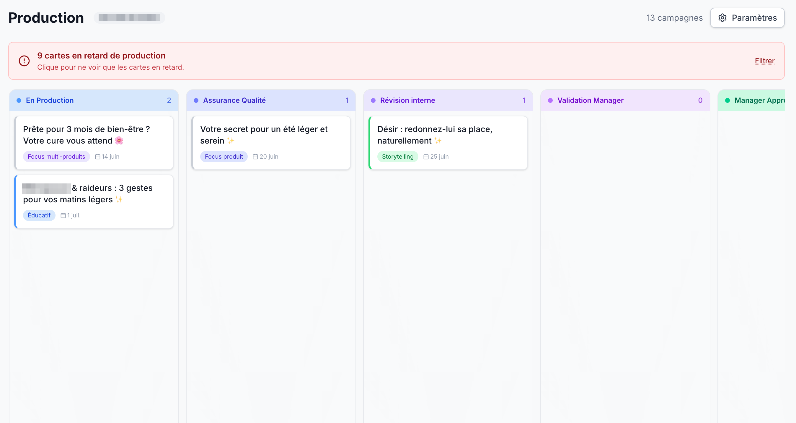 Production Board kanban